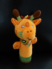 GM. DOUDOU HOCHET BABYMOOV BATON POUET GIRAFE ORANGE VERT MARRON ETAT NEUF*