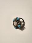 Vintage Turquoise Moonstone 925 Oxidized Sterling Silver Size 7 — photo 1