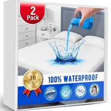 2 Pack Queen Mattress Protector Noiseless,Mattressprotector Queen,Waterproof ...