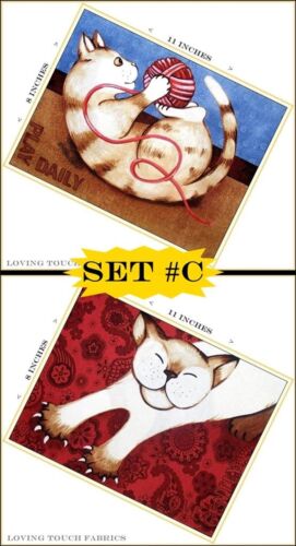 SWEET PLAYFUL CAT KITTEN WORDS SAYINGS FABRIC PANEL SETS (MAKE A SELECTION) - Picture 3 of 6