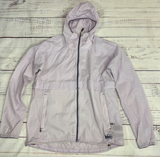 REI Womens Zip Up Wind Flash Stretch Hooded Jacket Sz M Lavender Pockets Hiking