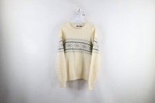 Vtg 60s 70s Streetwear Mens Small Wool Blend Fair Isle Snowflake Knit Sweater