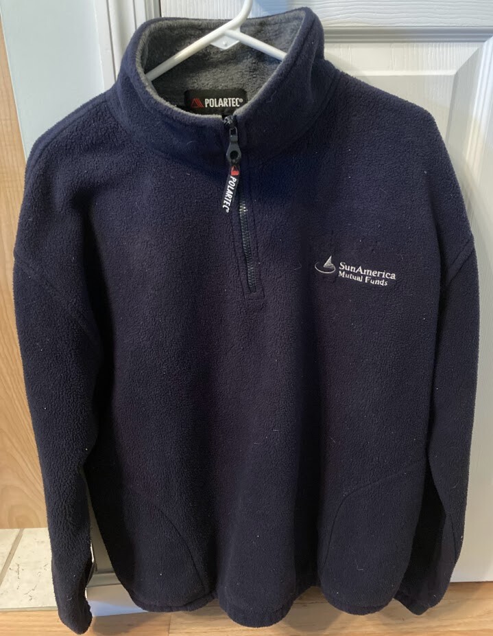 Polartec Navy Blue Fleece Pullover Jacket Large L Sun America 