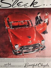 1954 Holiday Original Art Ad Beautiful Chrysler New Yorker Deluxe Newport Sleek