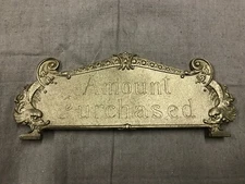 National Brass Cash Register Yellow Brass 313 Reproduction Top Sign