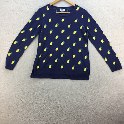 Old Navy Luxus marineblau langärmeliger Pullover aus Baumwolle zum Überziehen Damen Größe UK M