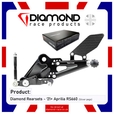 Diamond - Aprilia RS660 - Rearset Footrest Kit - 2025 Models (black/silver)