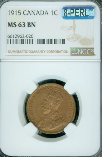 1915 CANADA LARGE CENT NGC MS63 BN MAC 8PERL FIRST STRIKE *