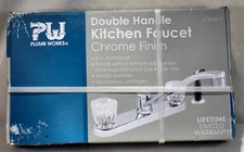 New Plumb Works Chrome Double Handle Kitchen Faucet W/Optional Spray, 673-6811
