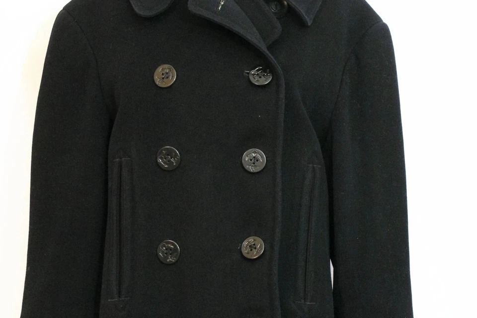 Abrigo de lana de guisante vintage de fábrica de ropa naval de la Marina de los Estados Unidos Segunda Guerra Mundial años 40 limpieza en seco Foto 2 de 4