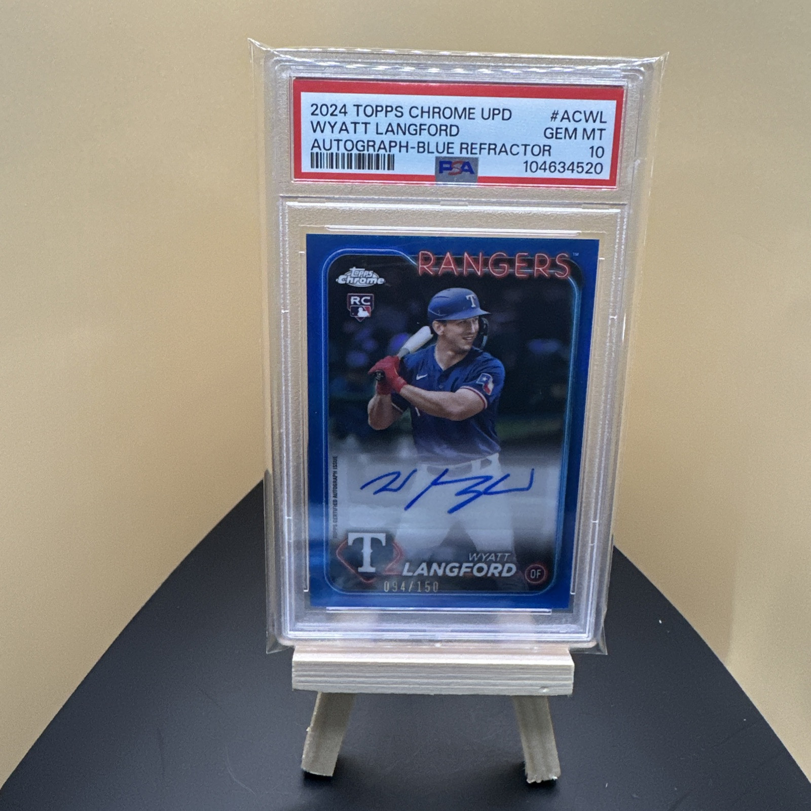 PSA 10 2024 Topps Chrome Update Wyatt Langford AUTO RC COLOR MATCH /150🔥