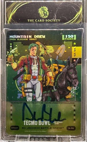BO JACKSON BATTLE ARENA TECMO BOWL Mountain Drew Bledsoe Battlefoil Glow Auto