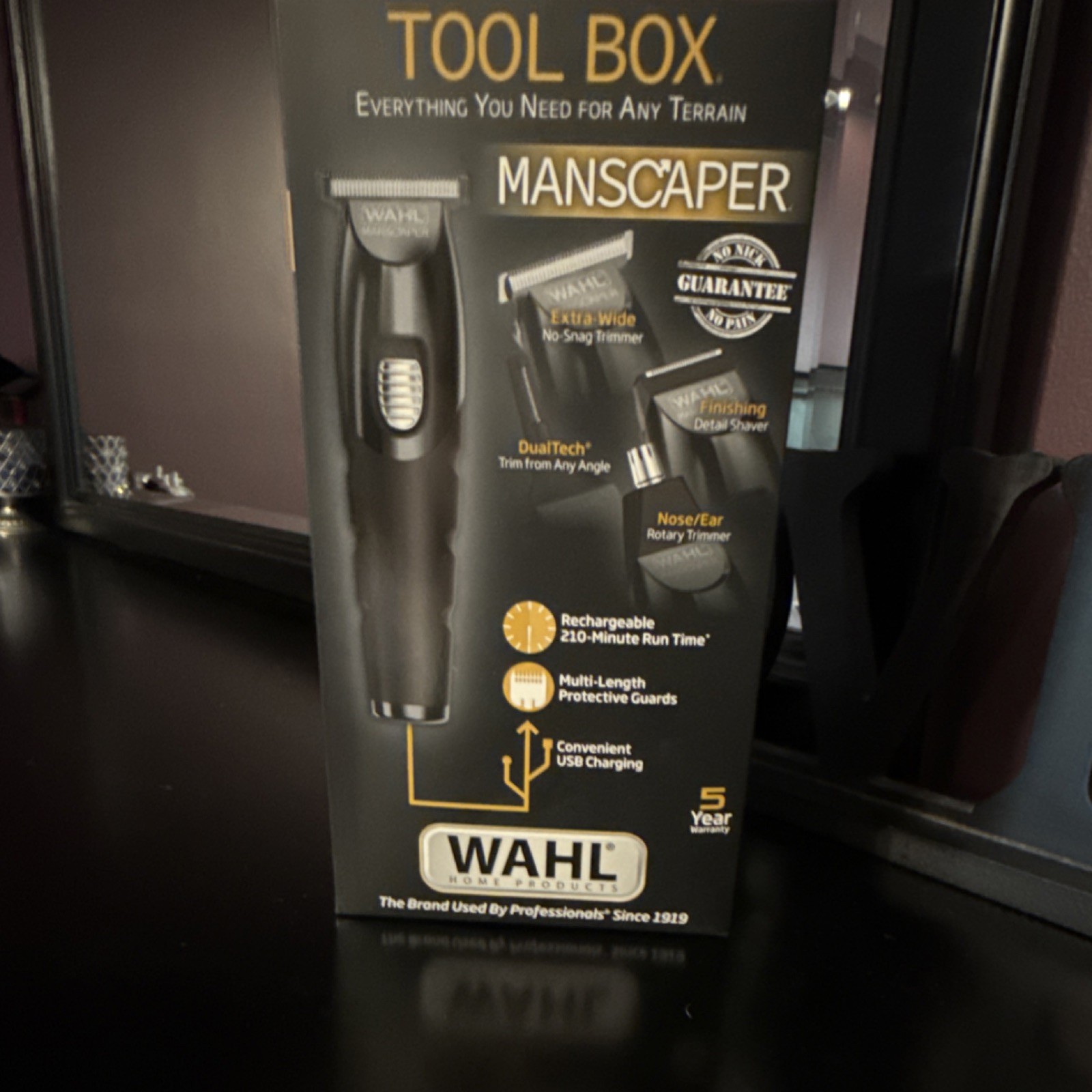 Wahl Manscaper Rechargeable Cordless Wet/Dry Body Nose Ear Trimmer 4 Heads USB