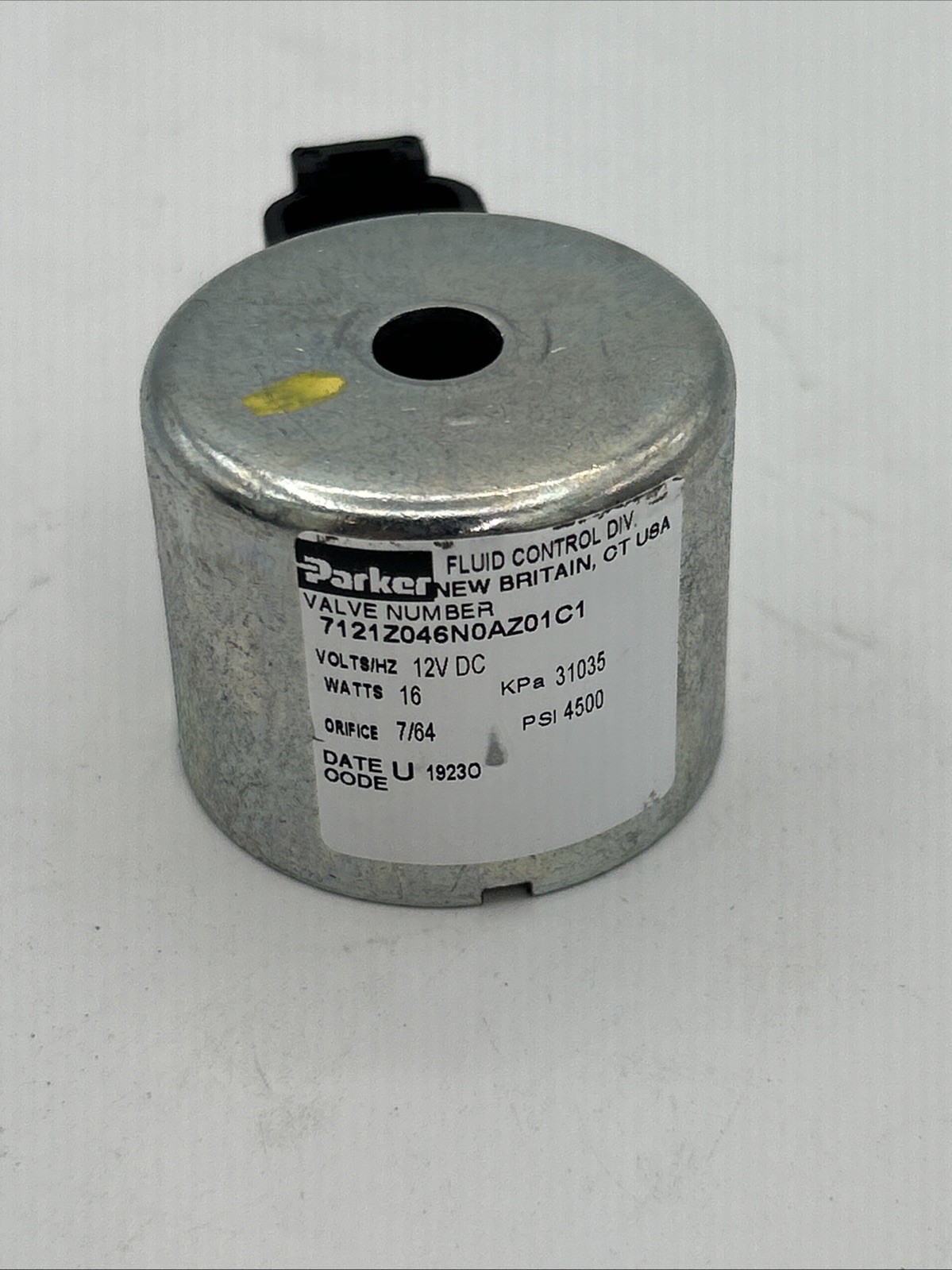 PARKER 7121Z046N0AZ01C1 Solenoid Valve Coil - Volts/HZ12V DC PSI 4500 - New