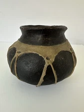 Vintage TARAHUMARA Native American Tribe Mexico Pottery Rawhide Sinew Water Jug