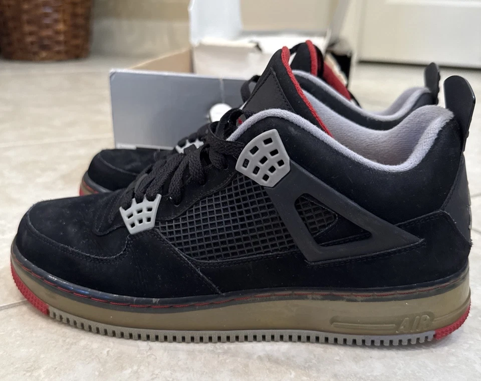 NIKE AIR JORDAN AJF FUSION 4 AIR JORDAN 4 RETRO "BRED" BLACK SZ 11 [364342-061] - Image 3 of 4