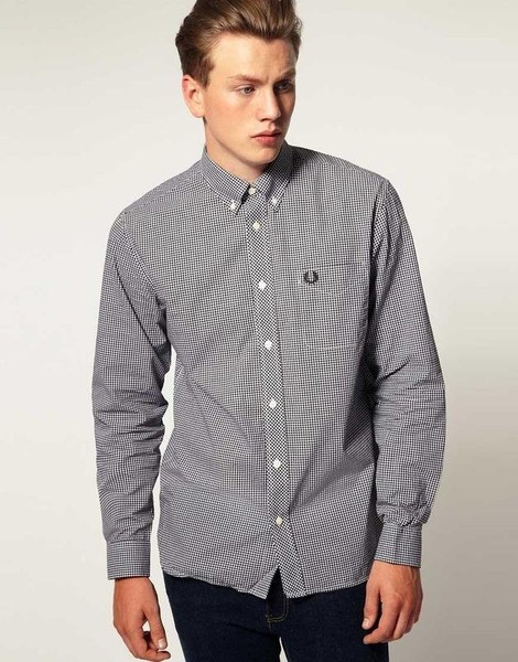 Men Fred Perry Shirt Black Cotton 38 / M / 46 #41IQ