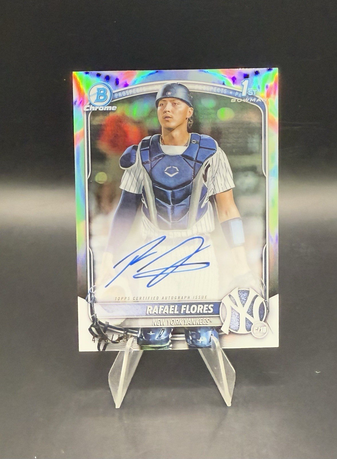 2025 Bowman Rafael Flores Chrome Auto Refractor 1st Prospect #/499 Pirates!!