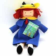 1990 Eden Toys Madeline Bemelmans Stuffed Plush Doll w Tag Blue Coat Yarn Hair