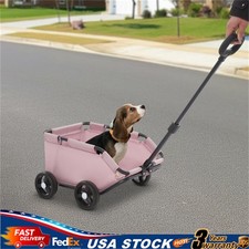 2-in-1 Dog Wagon Stroller for Small Dogs 7.5kg Push Pull Foldable Dog Cart