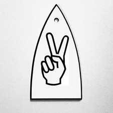 GUITAR TRUSS ROD COVER - Engraved Etched - Fits ESP LTD - PEACE FINGERS White