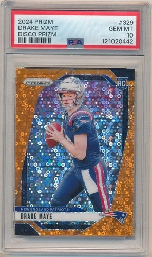 DRAKE MAYE 2024 PANINI PRIZM 329 RC ROOKIE DISCO PRIZMS PATRIOTS PSA 10 GEM MINT