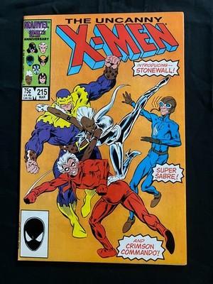 Uncanny X-Men #215 (1987) - 1st App Stonewall, Super Sabre, Crimson Commando