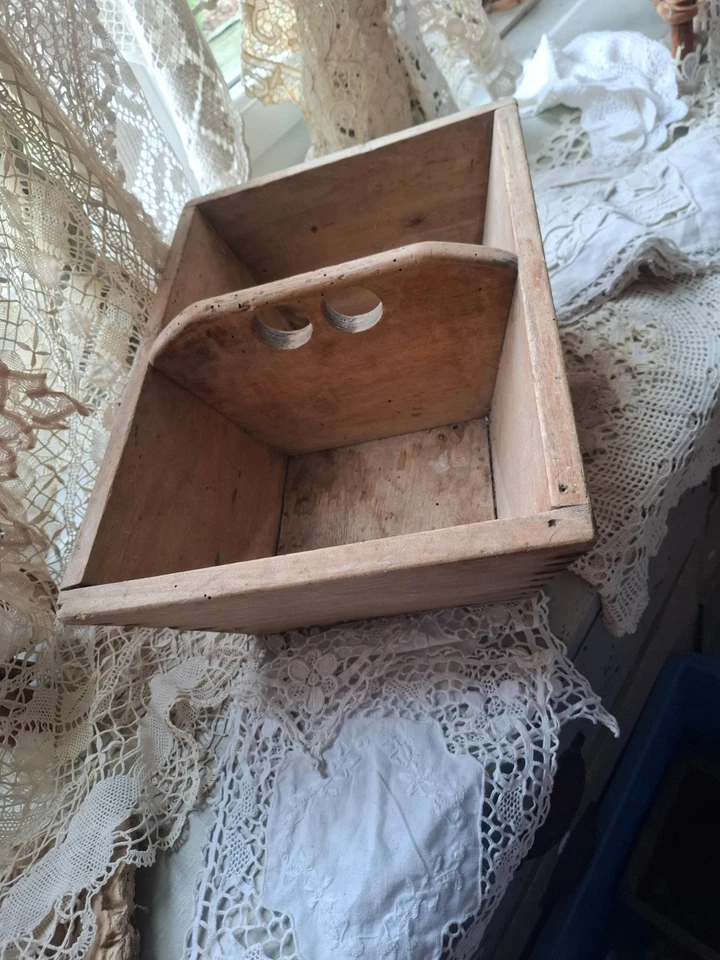 Panier Ancien / Corbeille Bois / art populaire deco campagne - Photo 3/4