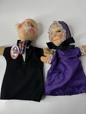Vintage Kersa Old Man Mayor and Grandmom Hand Puppets Made in Germany w/ Tags