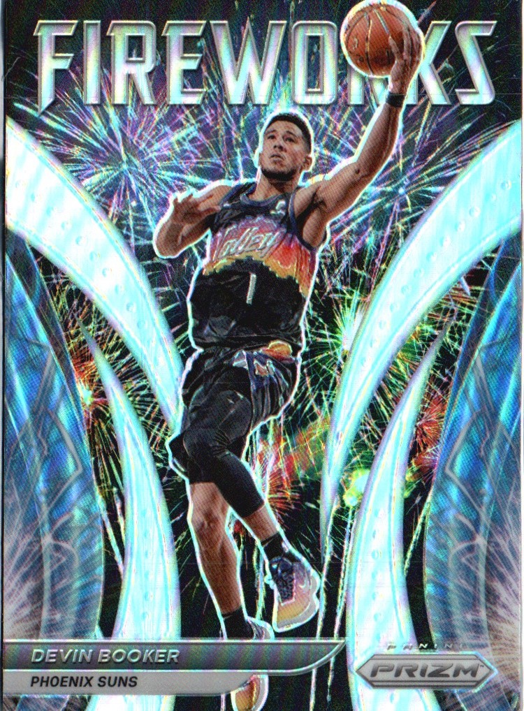 2021-22 Panini Prizm #19 Devin Booker Fireworks Prizms Silver