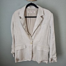 Free People Linen Blend Oversized Blazer Cream Neutral Size S
