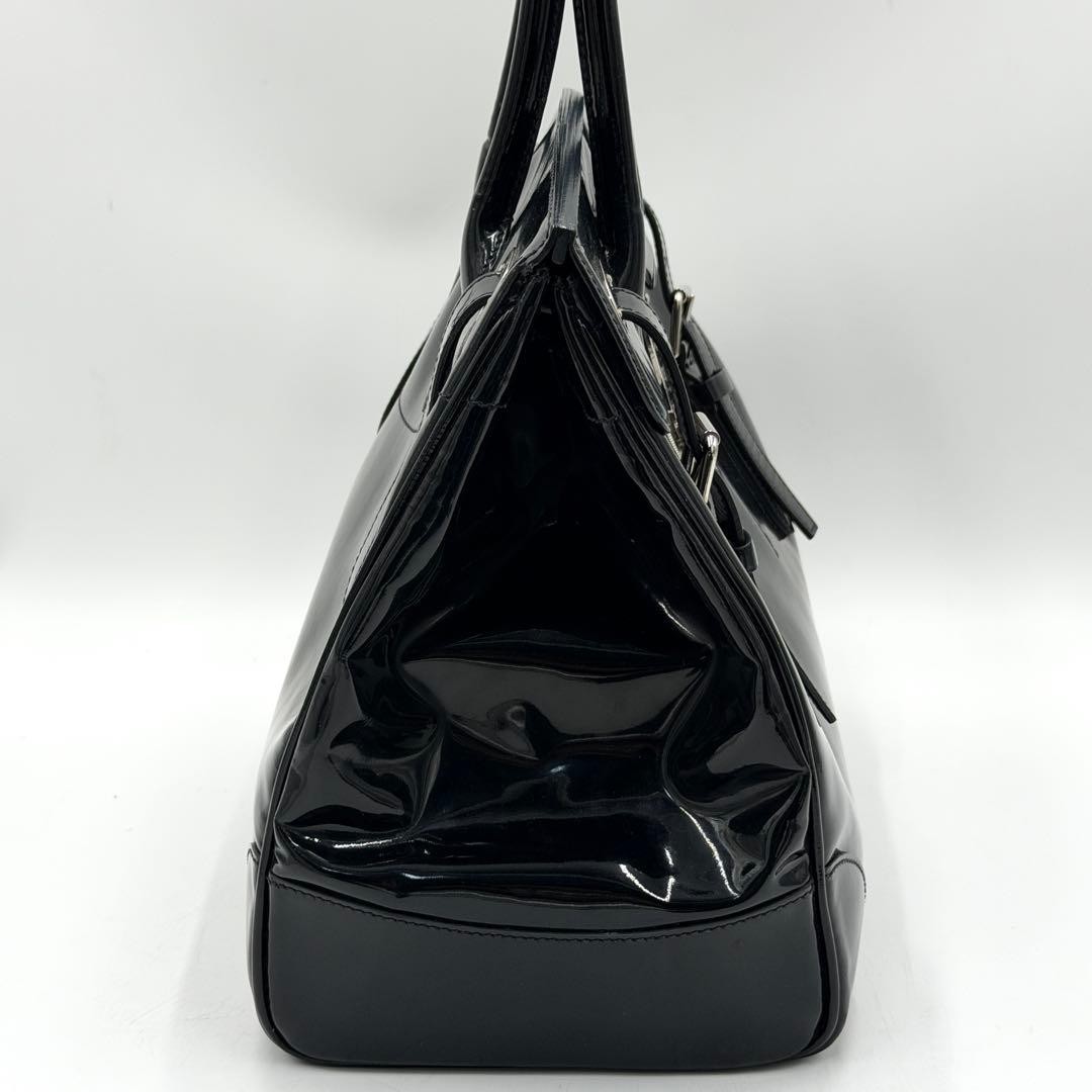 [Good Condition] Ralph Lauren Ricky Handbag Enamel Patent Black image 4