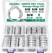 Pex-Crimpring-Sortiment, 304 Edelstahl, Pex-Klemmen, 1,27 cm, 1,9 120PCS KIT 