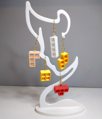 Tetris Inspired Earrings. 3D printed / Handmade. Retro Nintendo Gift. 