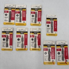 Lot Of 9 New Master Mechanic Screwdriver Bits Hex Slotted Phillips Square Recess