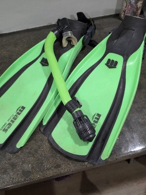 Mares Avanti Quattro + Regular Lime Open Heel Scuba Diving and Snorkeling Fins