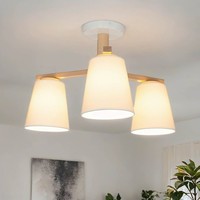Deckenlampe Weiß Skandinavisch Modern Stoff Holz Flur Wohnzimmer Deckenleuchte