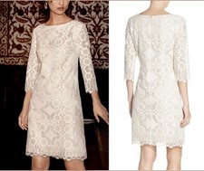NEW $128 Eliza J Lace Shift Dress in Ivory Sz 10
