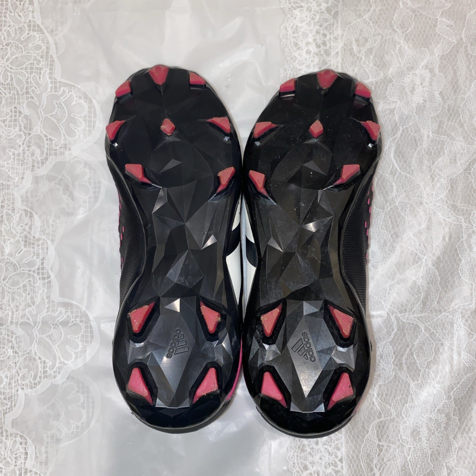 Adidas Predator Soccer Cleats Black And Pink Kids Junior Girls Size 3 Preowned thumbnail 6