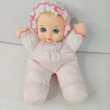 Playskool Pink Baby Doll Plastic Vinyl Face Belly Squeaks Stuffed Lovey Toy