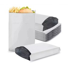 Foil Lined White Paper Bags 12"  Chicken BBQ Naan Bag Takeaway Hot Food Bulk Buy