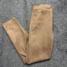 Artigiano Made in Italy Camel brown Suede Effect Stretch Trousers UK 12