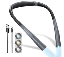 NIB LED Neck Reading Light, 3 Colors  3 Brightness Adjustable, Rechargable Gray