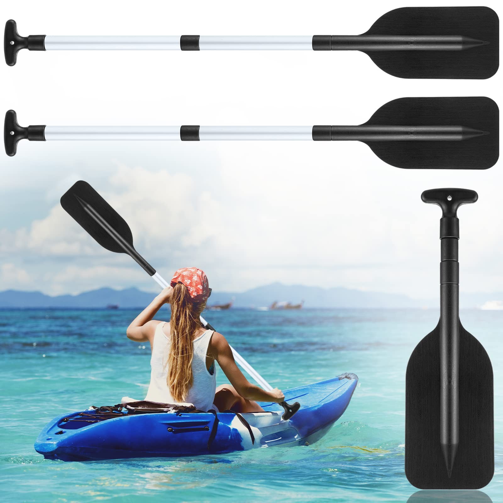 Trader 2 Pack Boat Canoe Paddles Telescoping Collapsible Oar