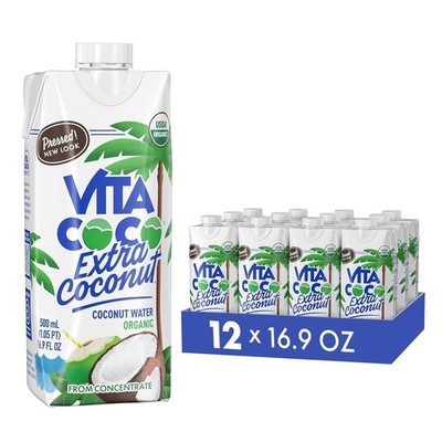 Vita Coco Organic Coconut Water Pressed More Coconutty Flavor Pack of 12