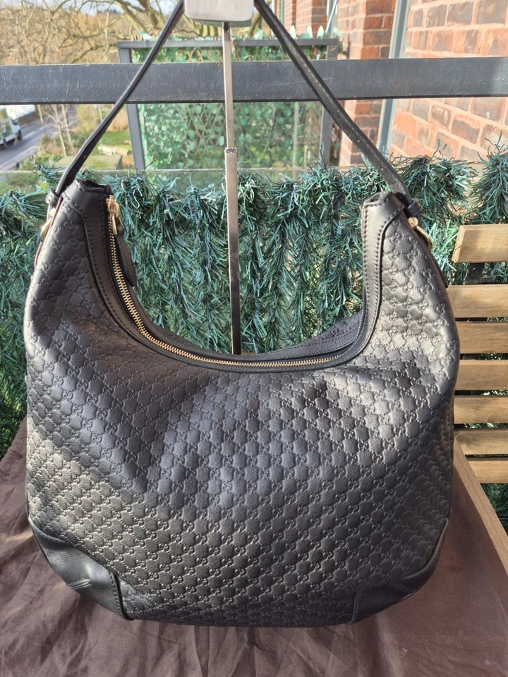 Gucci Black Microguccissima GG Pattern Leather Hobo Shoulder Bag - Image 2 of 4