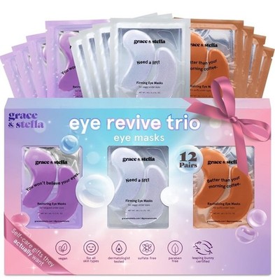 grace & stella Eye Revive Trio Under Eye Patches Mask - 12 Paris, Good Gift