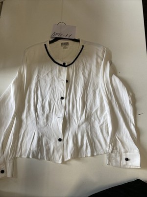 Vintage A K Sammlerstück Nuart weiße Bluse Jacke mit Knopfleiste - AFU-11