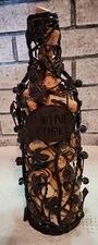 Epic Wine Bottle Metal Cork Holder Hinged Top 15" Tall Home Bar Decor