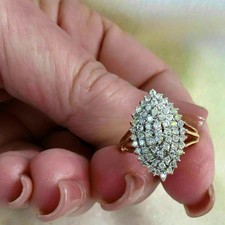 2Ct Round Cut Lab Created Diamond Engagement Cluster Ring 14K Yellow Gold Plated